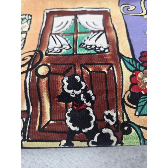 Y2K Paris Cafe Tote Bag Novelty Eiffel Tower Print Rhinestone Sequin Purse - Picture 5 of 15